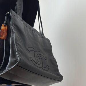 Chanel Rare Vintage Black Leather Shoulder Bag